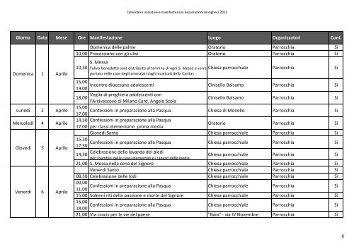 Calendario iniziative e manifestazioni ... - Pro Loco Binago