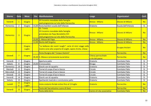 Calendario iniziative e manifestazioni ... - Pro Loco Binago