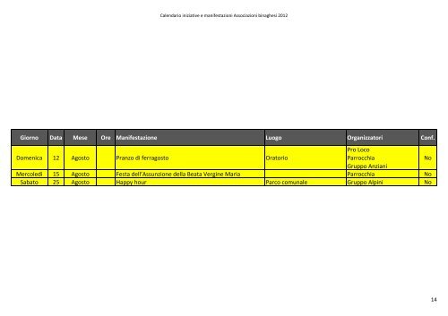 Calendario iniziative e manifestazioni ... - Pro Loco Binago