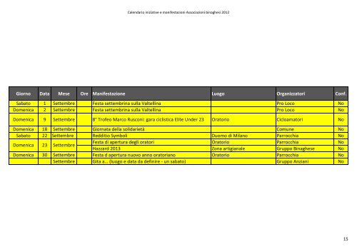 Calendario iniziative e manifestazioni ... - Pro Loco Binago