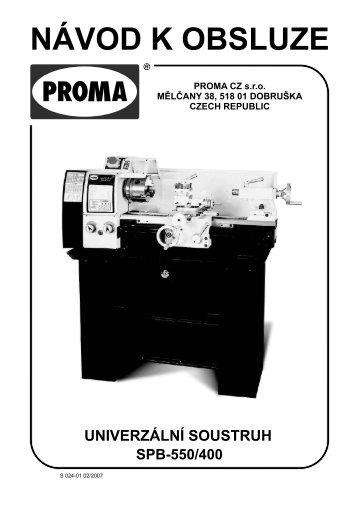 Návod - Soustruh SPB-550/400 - CzEso