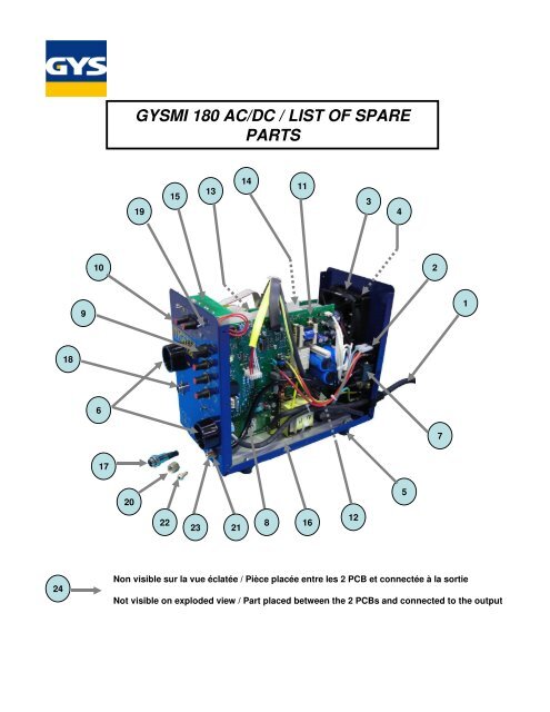 GYSMI 180 AC/DC / LIST OF SPARE PARTS - Elektroda