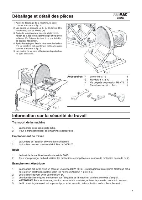 Mode d'emploi Ponceuse Ã  disque lapidaire ModÃ¨le 332C - Promac