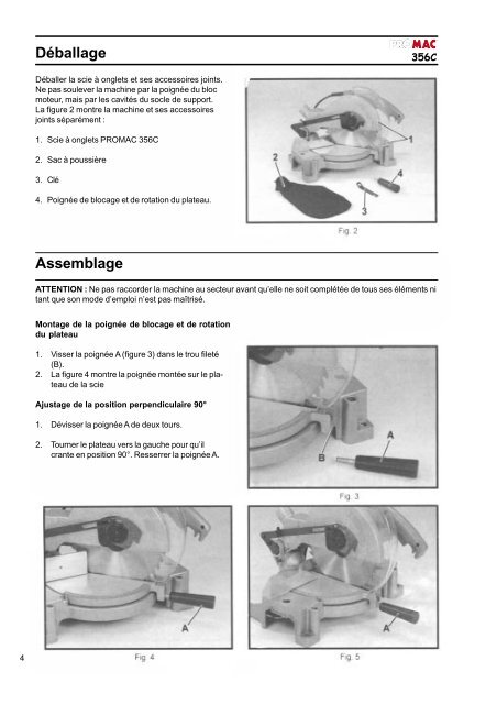 Mode d'emploi Scie Ã  onglets ModÃ¨le 356C - Promac