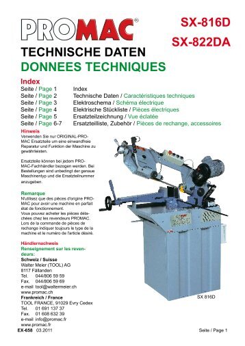 TECHNISCHE DATEN DONNEES TECHNIQUES SX ... - Promac