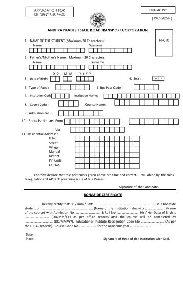 Bus Pass Application - APSRTC