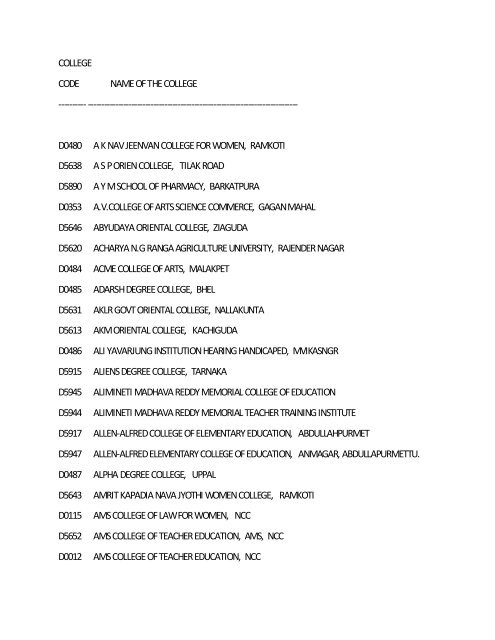 degree college - APSRTC