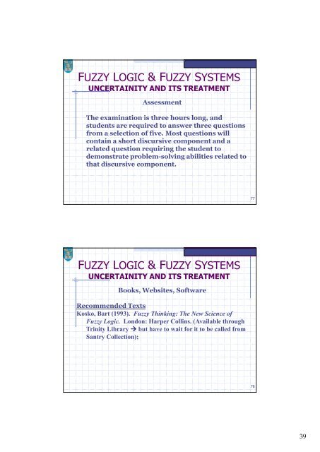 Fuzzy Logic and Fuzzy Systems â Introduction - Trinity College Dublin