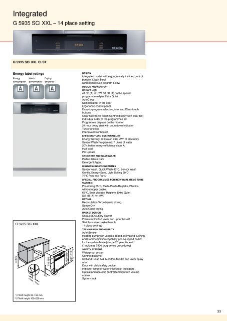 Miele Dishwashing Experience the difference ... - Euro Appliances