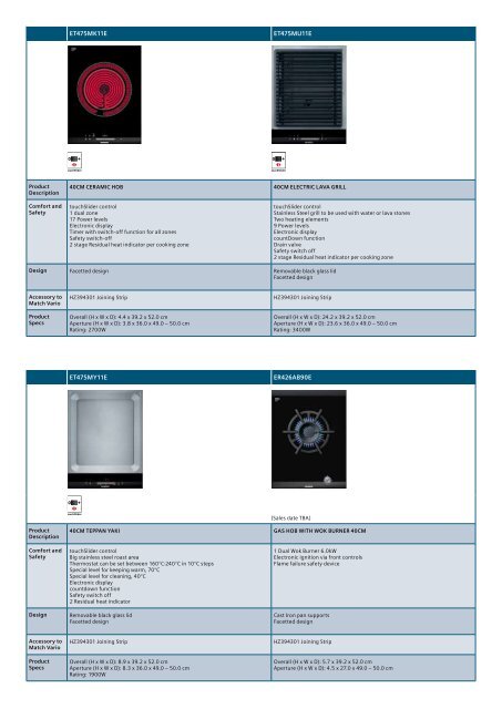 Built-in appliances 2011/2012 - Siemens Home Appliances