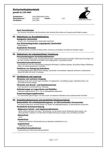 Sicherheitsdatenblatt (PDF) - What is HACCP
