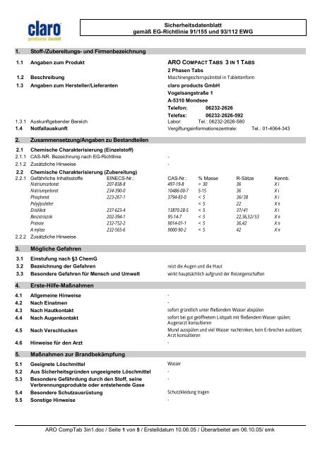 Sicherheitsdatenblatt (PDF) - What is HACCP