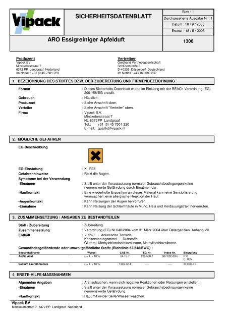 Sicherheitsdatenblatt (PDF) - What is HACCP