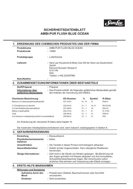 Sicherheitsdatenblatt (PDF) - What is HACCP