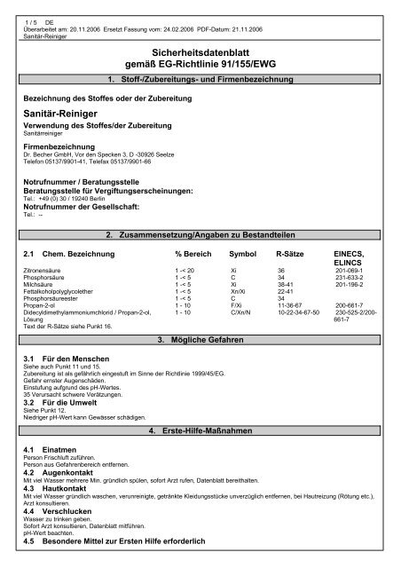 Sicherheitsdatenblatt (PDF) - What is HACCP