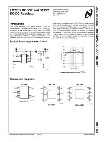 Application Note 1658 LM2735 BOOST and SEPIC DC-DC Regulator