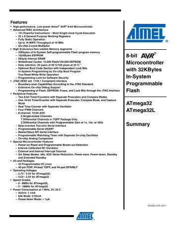 ATmega32/L Datasheet Summary - Atmel Corporation