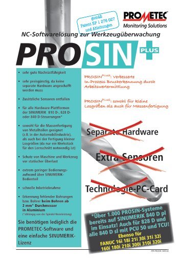 PROSIN PLUS Werkzeugbrucherkennung - Prometec