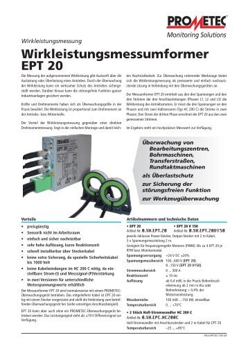 Wirkleistungsmessumformer EPT 20 und Hallsensoren ... - Prometec
