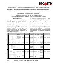 practical applications of in-process monitoring for laser ... - Prometec