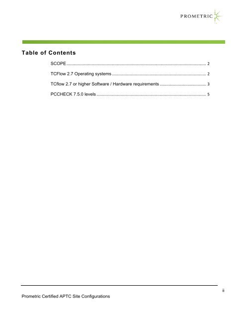 APTC Certified Site Configurations - Prometric