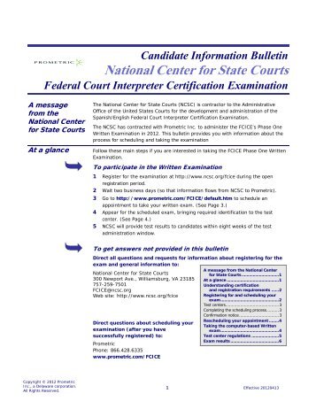 Candidate Information Bulletin National Center for State ... - Prometric