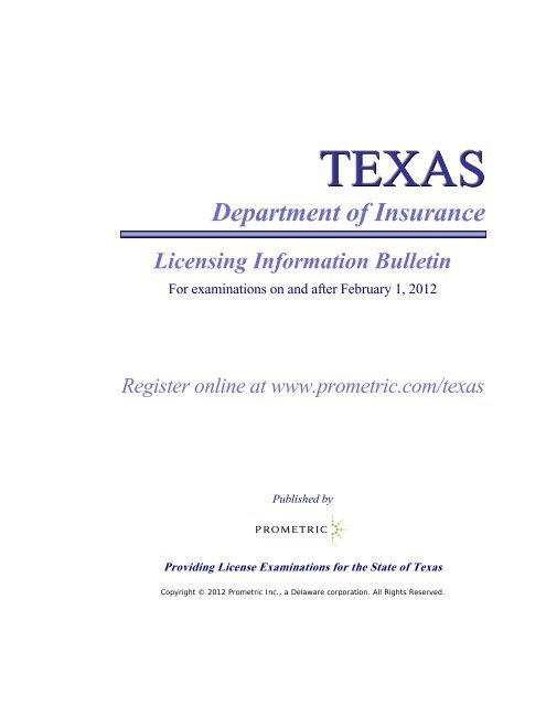 Department of Insurance Licensing Information Bulletin - Prometric