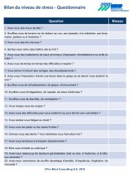 Bilan du niveau de stress - Questionnaire - Pro Mind Consulting SA