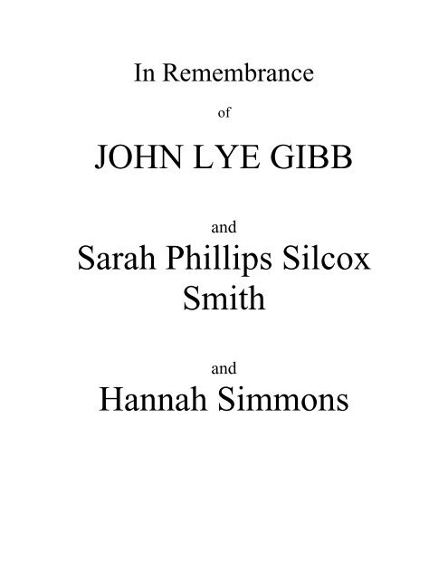JOHN LYE GIBB Sarah Phillips Silcox Smith ... - Davies website Home
