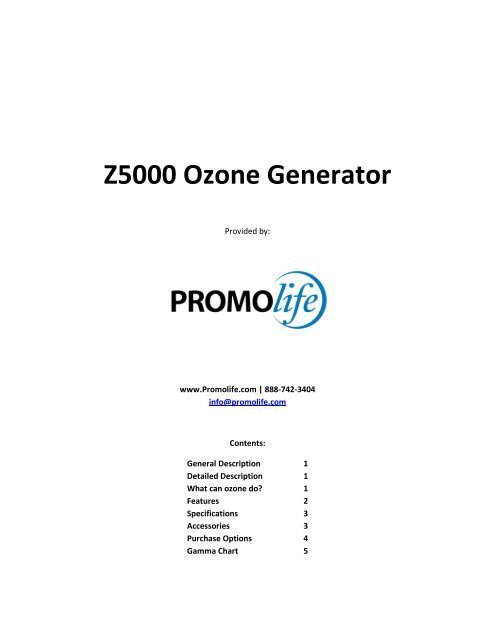 Ozone Output Chart