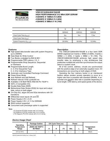 V58C2512(804/404/164)SB HIGH PERFORMANCE 512 Mbit DDR ...