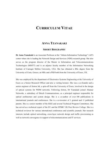 CURRICULUM VITAE ANNA TZANAKAKI - Athens Information ...