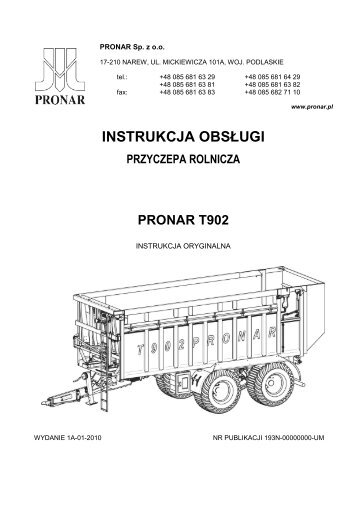 Instrukcja obsÅugi przyczepy - Pronar