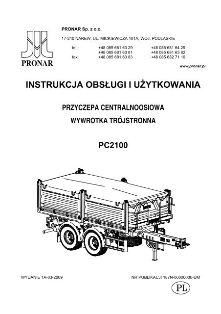 Instrukcja Obsåugi Przyczepy Pronar