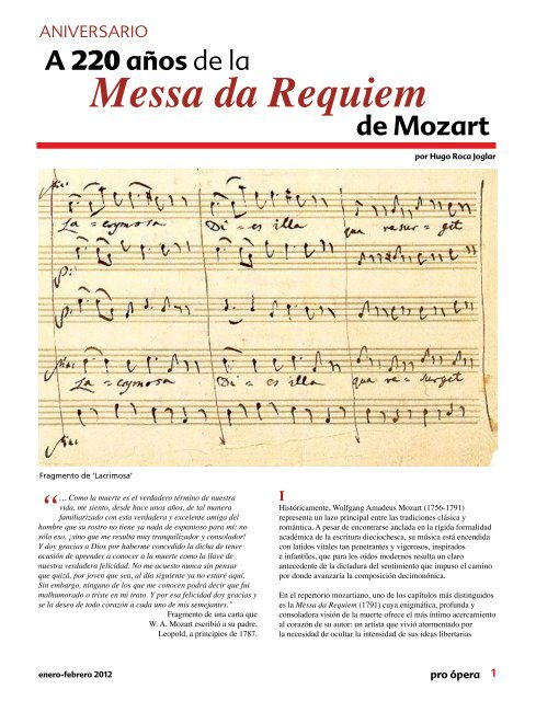 Música y significado: El Réquiem de Mozart 