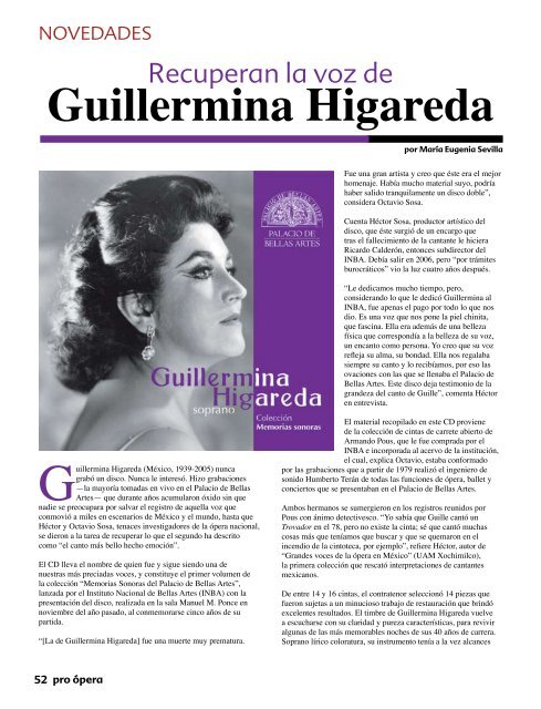 Guillermina Higareda - Pro Ãpera
