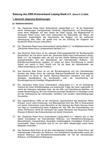 Entwurf der Satzung der Drk-Kreisverband ... - DRK Leipzig-Stadt ev