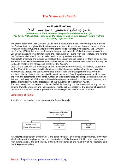 The Science of Hadith - Prophet Muhammad (SAW) for All