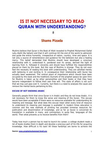 is it not necessary to read quran with understanding