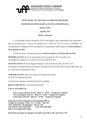 Edital de SELECAO DE MESTRADO 2013 - Proppi - UFF