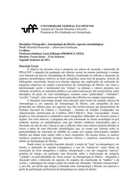 Etnografia e Antropologia do Direito - Proppi - UFF