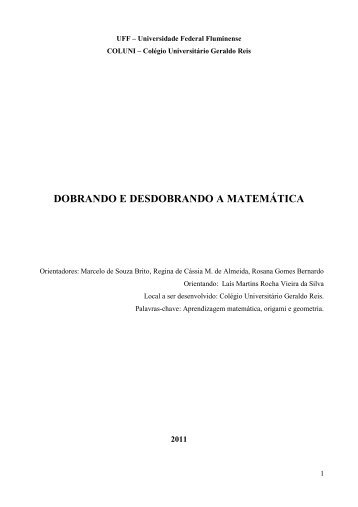 DOBRANDO E DESDOBRANDO A MATEMÃTICA - Proppi - UFF