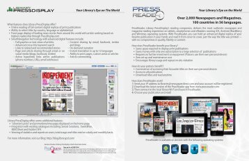 Library PressDisplay and PressReader Brochure (PDF) - ProQuest