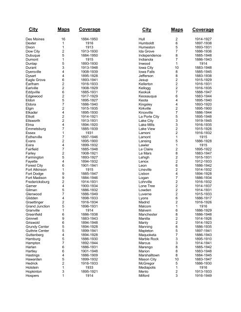 ProQuest - Digital Sanborn Maps | Iowa (PDF)