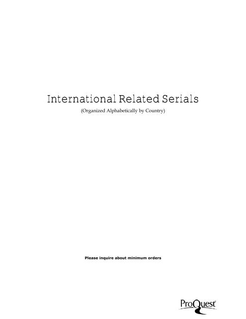 ProQuest - Post Colonial Studies Catalog | Subject Catalog (PDF)