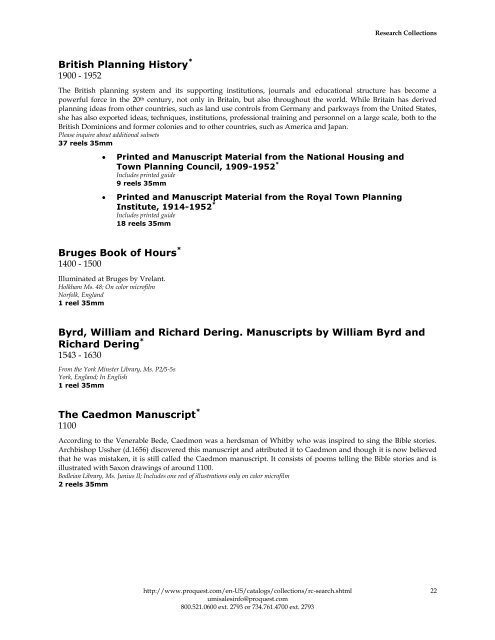 ProQuest - Rare Manuscripts Catalog | Subject Catalog (PDF)