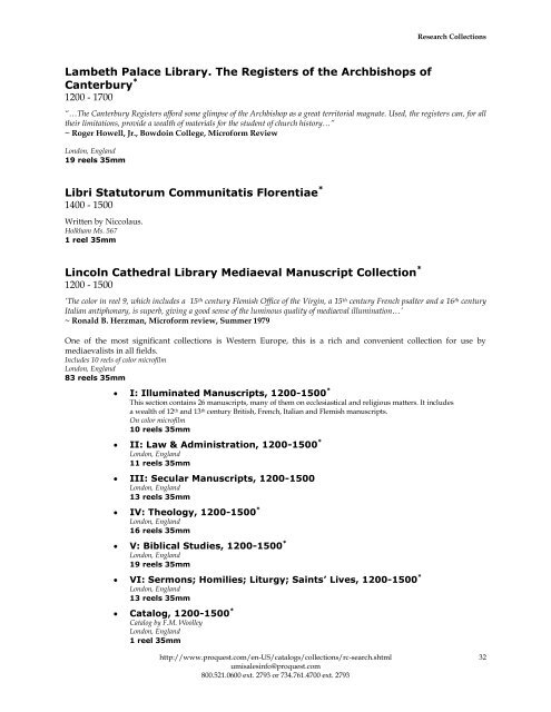 ProQuest - Rare Manuscripts Catalog | Subject Catalog (PDF)