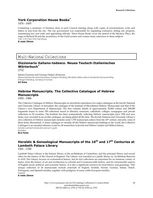 ProQuest - Rare Manuscripts Catalog | Subject Catalog (PDF)