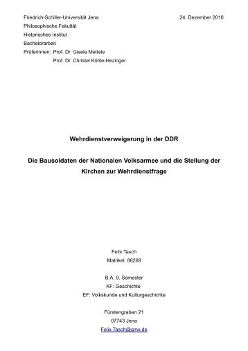 BA Deckblatt; Inhaltsverzeichnis doc - Proraer Bausoldaten