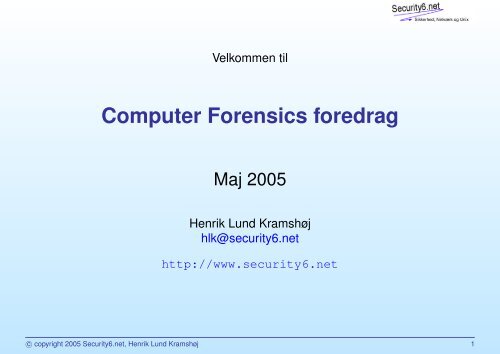 Computer Forensics foredrag - Prosa